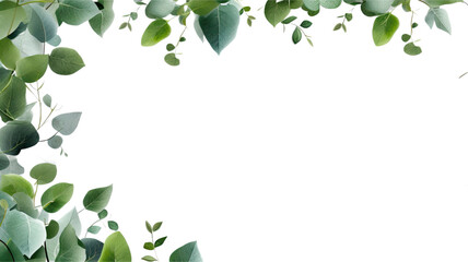 verdant eucalyptus leaves as a frame border, isolated with negative space for layouts