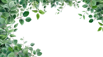verdant eucalyptus leaves as a frame border, isolated with negative space for layouts