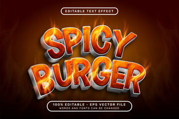 spicy burger 3d text effect and editable text effect with vector mesh fire effect