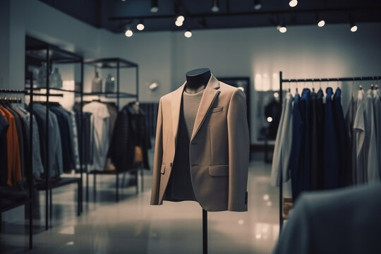 Inside A High End Clothing Store. Generative AI.