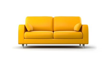 Modern orange sofa on isolated white background. Furniture for the modern interior, minimalist design. Generative AI