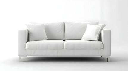 Modern white sofa on isolated white background. Furniture for the modern interior, minimalist design. Generative AI