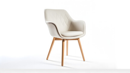 stylish chair with white top and light wooden legs standing on white Generative AI - obrazy, fototapety, plakaty