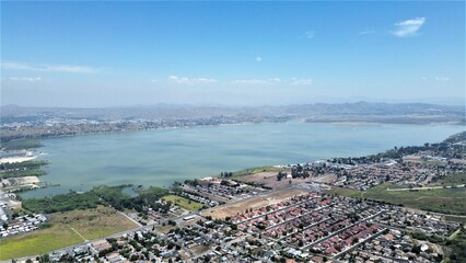 Aerial View of Lake Elsinore, Blue Clear Skies