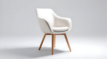 stylish chair with white top and light wooden legs standing on white Generative AI