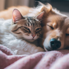 Amizade verdadeira entre c&atilde;o e gato criado por IA