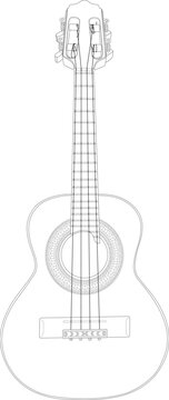線だけで描いたカバキーニョという名前の4弦ギター