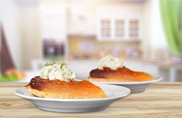 Traditionally tasty sweet cake on the desk