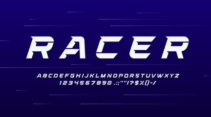 Sport modern font, strong bold type, futuristic typeface alphabet. Vector abc features sharp, angular lines and a streamlined aesthetic that is perfect for sports-related designs, headlines and titles
