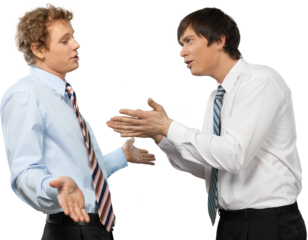 Young male businessman yelling at an employee
