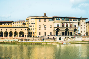 Fototapeta na wymiar Constructions in Florence, Italy by Arno river
