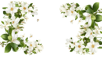 Obraz na płótnie Canvas delicate jasmine flowers as a frame border, isolated with negative space for layouts