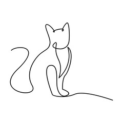 Cat single Line icon design illustration template