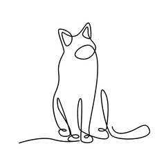 Cat single Line icon design illustration template