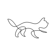 Cat single Line icon design illustration template