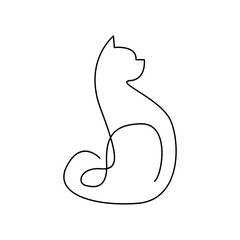 Cat single Line icon design illustration template