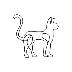 Cat single Line icon design illustration template
