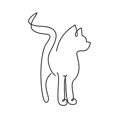 Cat single Line icon design illustration template