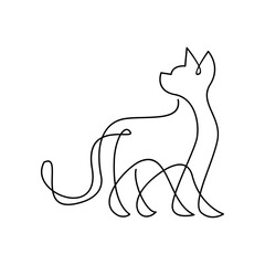 Fototapeta premium Cat single Line icon design illustration template