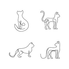Cat single Line set logo icon design illustration