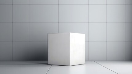 A Minimalist White Cube on a White Floor. Generative ai
