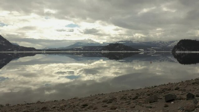 Majestic Mountain Escape: Aerial Footage of Shuswap Lake's Calm Waters and Surrounding Peaks