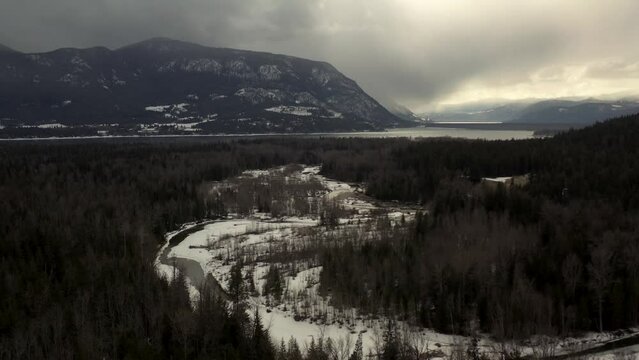 Scotch Creek Serenity: Aerial Exploration of Shuswap Lake's Calm Waters and Pristine Beauty