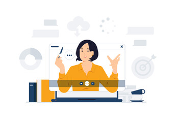 Video call conferences, online meeting, Webinar, business presentations, remote work resources, online collaboration platforms, and virtual communication concept illustration