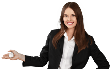Businesswoman with Stoptwatch - Isolated