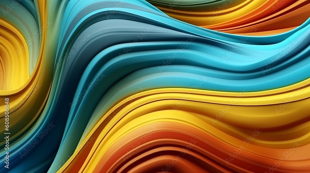 Poster a vibrant abstract background with flowing waves and colorful lines. generative ai