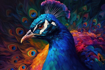 close view of  a peacock, generative AI