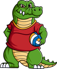 sport funny crocodile Playing volleyball
