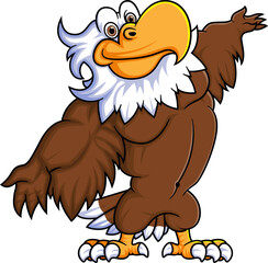 Naklejka premium Funny eagle cartoon posing mascot character