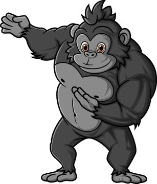 Strong gorilla cartoon posing mascot character