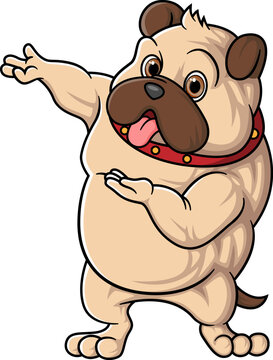 Strong bulldog cartoon posing mascot character