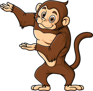 Strong monkey cartoon posing mascot character