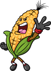 Angry Corn cartoon character mascot design