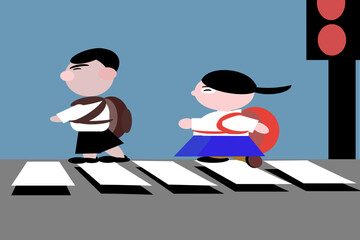 Schoolgirl taking me on the crosswalk