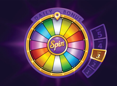 Colorful wheel of fortune. Slots or casino element design. Spinning lucky roulette vector illustration. Gamble Chance Leisure. Prize draw. daily login bonus. Jackpot Prize