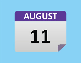 August 11th calendar icon vector. Concept of schedule. business and tasks.