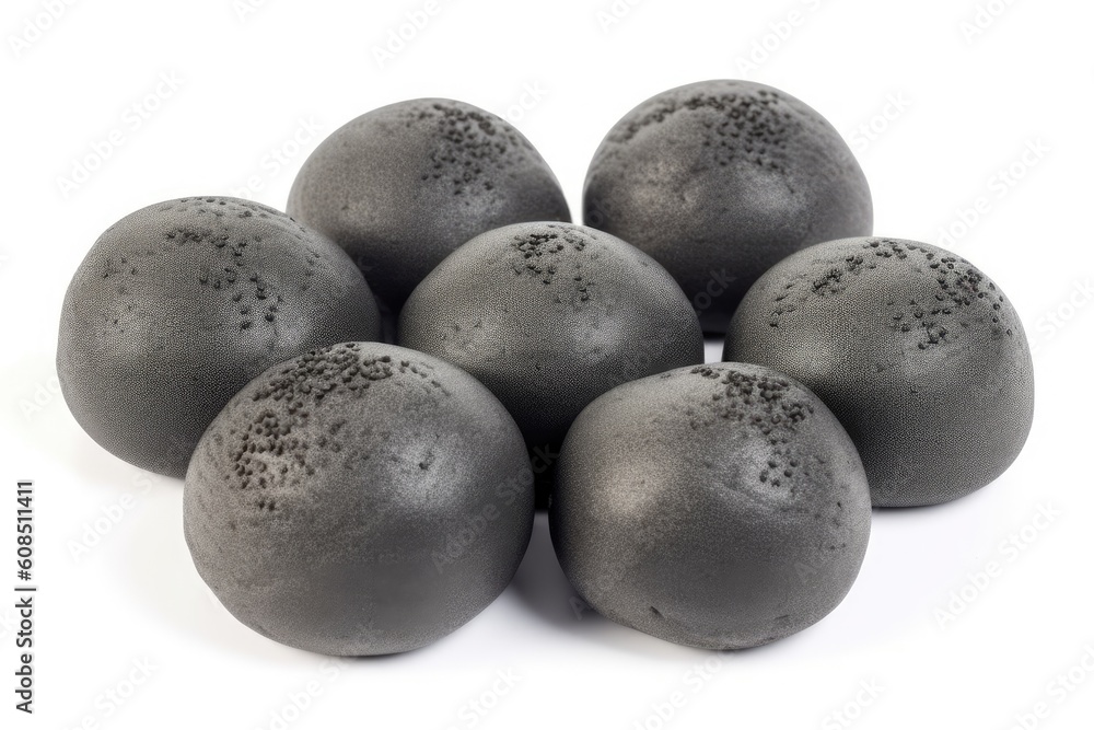 Poster gray spheres stacked on top of each other in a pyramid shape generative ai