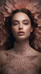 Fototapeta premium A Generative AI Illustration of a Woman for Use Involving Cosmetics