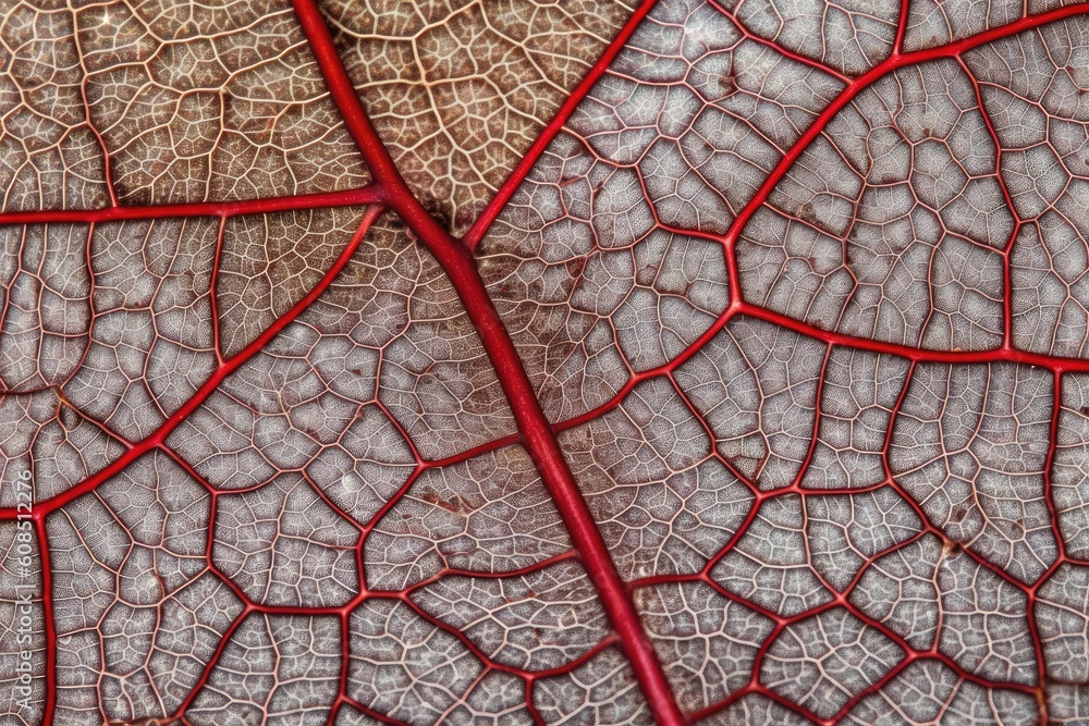 Poster close-up view of a leafs vein pattern generative ai