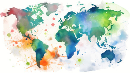 Vector colorful drawing of the map of the planet Earth views from space. Earth Day.