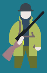 a hunting person; a flat vector illustration