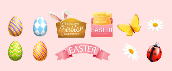 Easter holiday promo element set