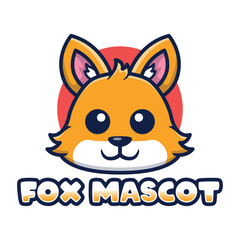 Cute fox mascot head logo design