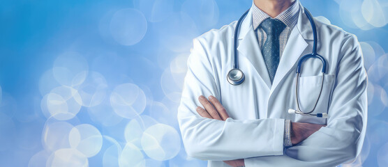 doctor with stethoscope with abstract blurry bokeh background ,ai generated