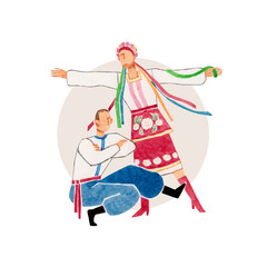 コサックダンス　ダンス　人物　水彩 イラスト