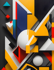 Abstract composition of geometric shapes, Modern digital art concept
